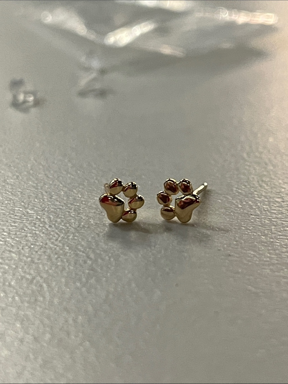 Gold Paw Print Stud Earrings - Women Jewelry